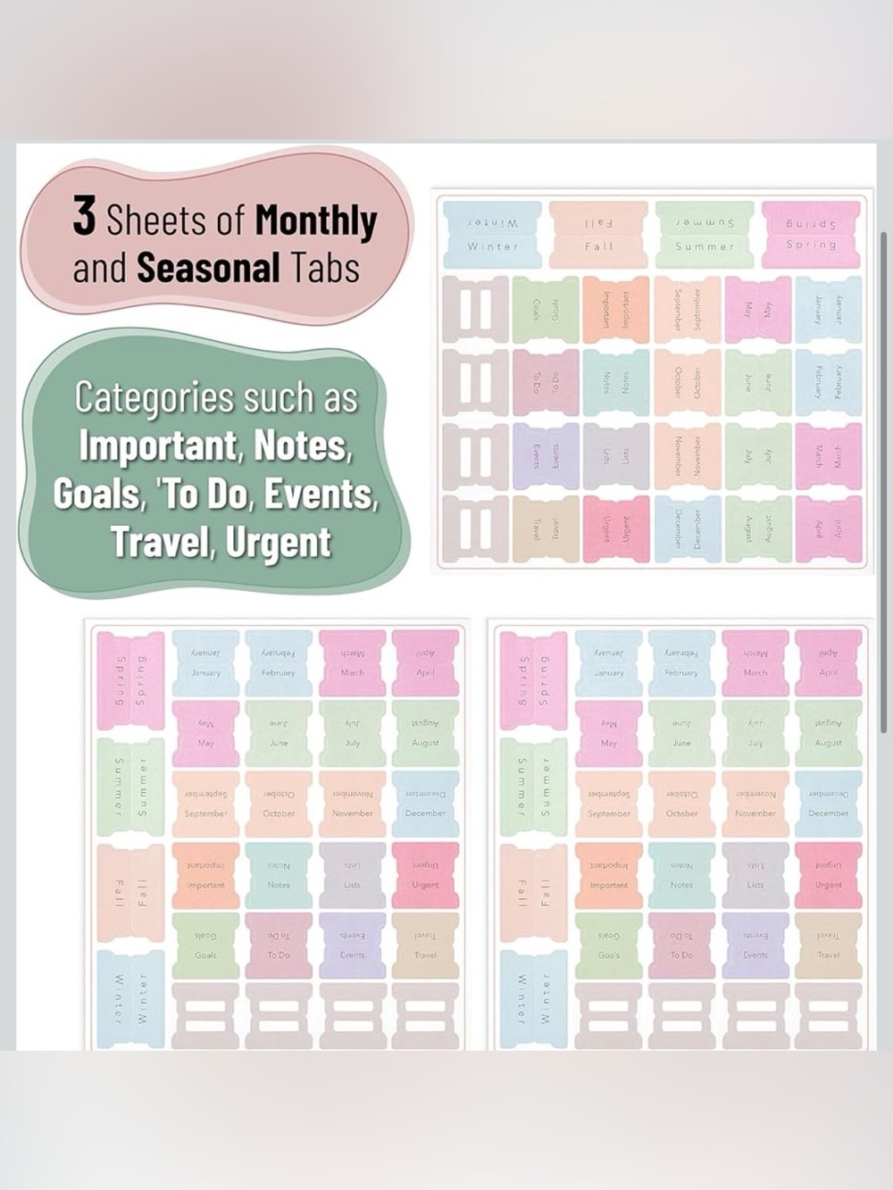Monthly & Seasonal Labels - Planner Tabs Sticker Set